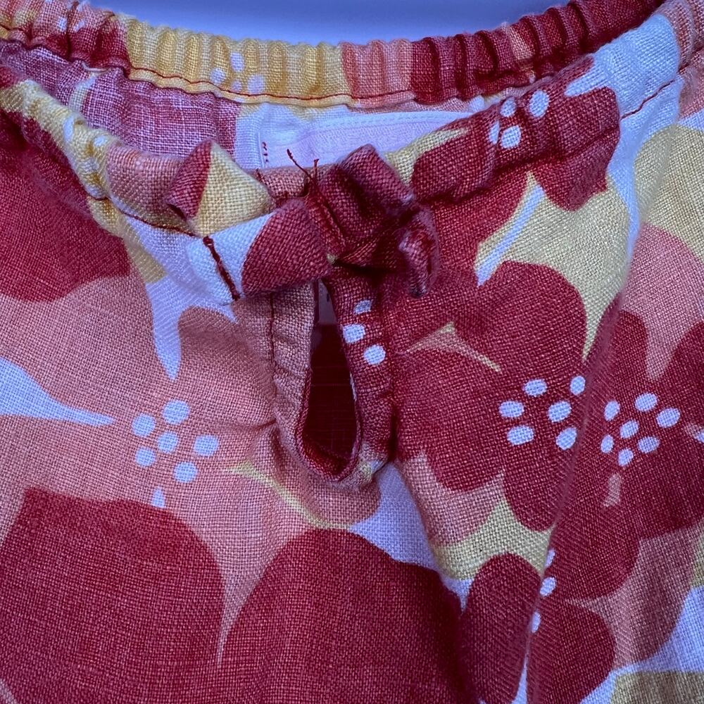 Janie and Jack Linen Sundress Orange Yellow Floral Tiered 18-24 Months - Picture 5 of 8